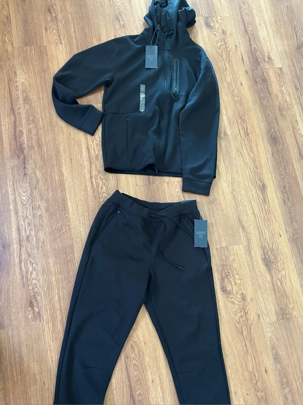 Mens VRST Sport Black Hooded Jacket & Joggers Set